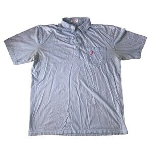 Johnnie-O Mens Light Blue Short Sleeve Polo Chest Pocket Size Medium